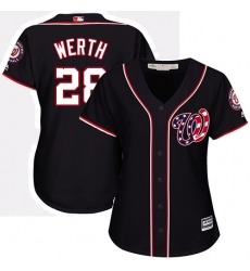 Women's Majestic Washington Nationals #28 Jayson Werth Replica Navy Blue Alternate 2 Cool Base MLB Jersey