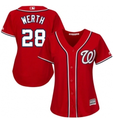 Women's Majestic Washington Nationals #28 Jayson Werth Replica Red Alternate 1 Cool Base MLB Jersey