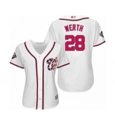 Women's Washington Nationals #28 Jayson Werth Authentic White Home Cool Base 2019 World Series Bound Baseball Jersey