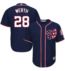 Youth Majestic Washington Nationals #28 Jayson Werth Authentic Navy Blue Alternate 2 Cool Base MLB Jersey