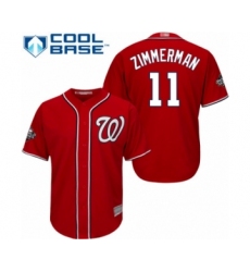 Youth Washington Nationals #11 Ryan Zimmerman Authentic Red Alternate 1 Cool Base 2019 World Series Bound Baseball Jersey