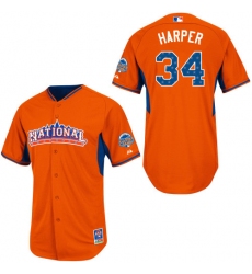 Women's Majestic Washington Nationals #34 Bryce Harper Authentic Orange National League 2013 All-Star BP MLB Jersey