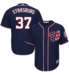 Youth Majestic Washington Nationals #37 Stephen Strasburg Authentic Navy Blue Alternate 2 Cool Base MLB Jersey