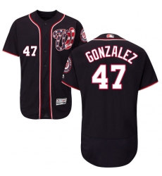 Men's Majestic Washington Nationals #47 Gio Gonzalez Navy Blue Alternate Flex Base Authentic Collection MLB Jersey