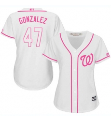 Women's Majestic Washington Nationals #47 Gio Gonzalez Replica White Fashion Cool Base MLB Jersey