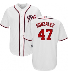 Youth Majestic Washington Nationals #47 Gio Gonzalez Authentic White Home Cool Base MLB Jersey