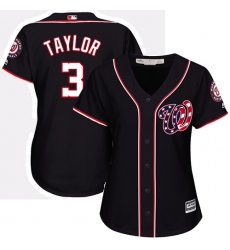 Women's Majestic Washington Nationals #3 Michael Taylor Authentic Navy Blue Alternate 2 Cool Base MLB Jersey