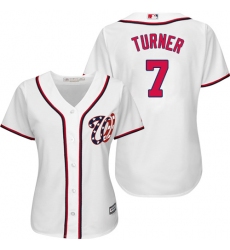 Women's Majestic Washington Nationals #7 Trea Turner Authentic White Home Cool Base MLB Jersey