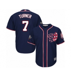Youth Washington Nationals #7 Trea Turner Authentic Navy Blue Alternate 2 Cool Base 2019 World Series Bound Baseball Jersey