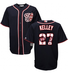 Men's Majestic Washington Nationals #27 Shawn Kelley Authentic Navy Blue Team Logo Fashion Cool Base MLB Jersey