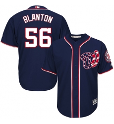 Youth Majestic Washington Nationals #56 Joe Blanton Authentic Navy Blue Alternate 2 Cool Base MLB Jersey