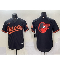 Men's Baltimore Orioles Black Team Big Logo Cool Base Stitched Jersey