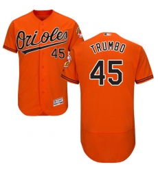 Men's Majestic Baltimore Orioles #45 Mark Trumbo Orange Alternate Flex Base Authentic Collection MLB Jersey