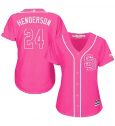 Women's Majestic San Diego Padres #24 Rickey Henderson Authentic Pink Fashion Cool Base MLB Jersey
