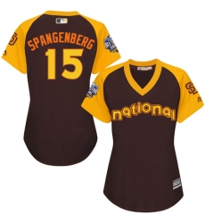 Women's Majestic San Diego Padres #15 Cory Spangenberg Authentic Brown 2016 All-Star National League BP Cool Base Cool Base MLB Jersey