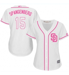 Women's Majestic San Diego Padres #15 Cory Spangenberg Replica White Fashion Cool Base MLB Jersey