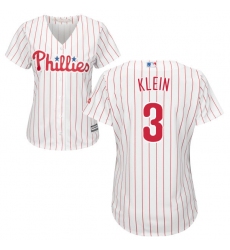 Women's Majestic Philadelphia Phillies #3 Chuck Klein Replica White/Red Strip Home Cool Base MLB Jersey