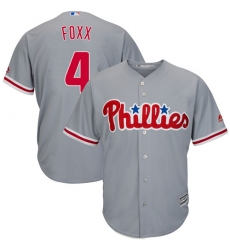 Youth Majestic Philadelphia Phillies #4 Jimmy Foxx Replica Grey Road Cool Base MLB Jersey