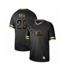 Men's Philadelphia Phillies #29 John Kruk Authentic Black Gold Fashion Baseball Jersey