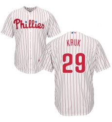 Youth Majestic Philadelphia Phillies #29 John Kruk Replica White/Red Strip Home Cool Base MLB Jersey