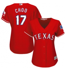 Women's Majestic Texas Rangers #17 Shin-Soo Choo Authentic Red Alternate Cool Base MLB Jersey