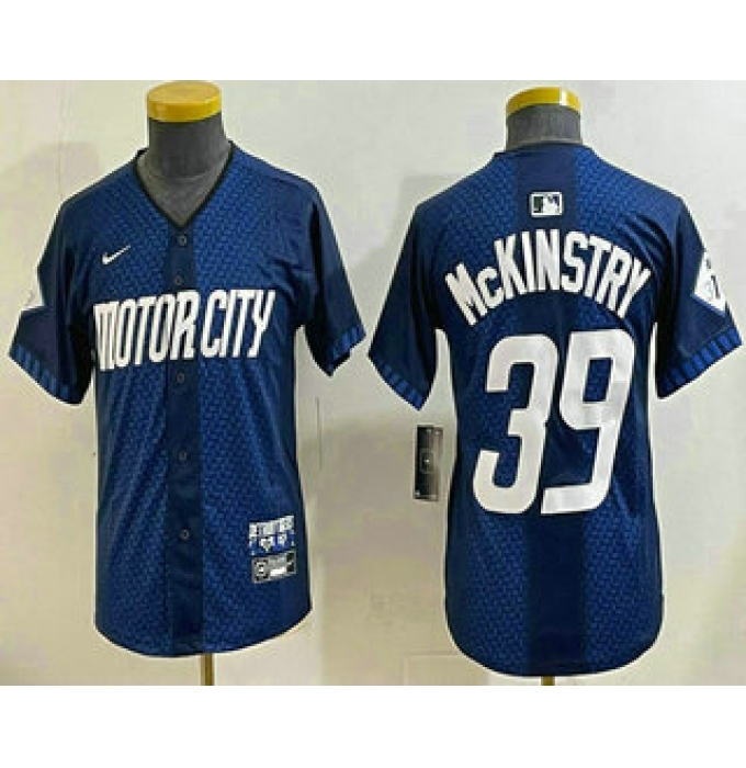 Youth Detroit Tigers #39 Zach McKinstry 2024 Navy City Connect Cool Base Limited Stitched Jersey