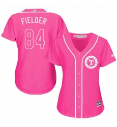 Women's Majestic Texas Rangers #84 Prince Fielder Authentic Pink Fashion Cool Base MLB Jersey