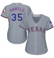 Women's Majestic Texas Rangers #35 Cole Hamels Replica Grey Road Cool Base MLB Jersey