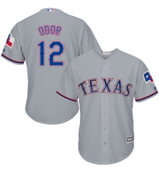 Youth Majestic Texas Rangers #12 Rougned Odor Replica Grey Road Cool Base MLB Jersey