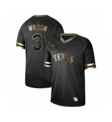 Men's Texas Rangers #3 Russell Wilson Authentic Black Gold Fashion Baseball Jersey