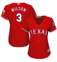 Women's Majestic Texas Rangers #3 Russell Wilson Replica Red Alternate Cool Base MLB Jersey