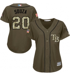 Women's Majestic Tampa Bay Rays #20 Steven Souza Authentic Green Salute to Service MLB Jersey