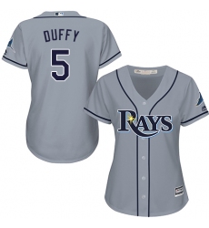 Women's Majestic Tampa Bay Rays #5 Matt Duffy Replica Grey Road Cool Base MLB Jersey