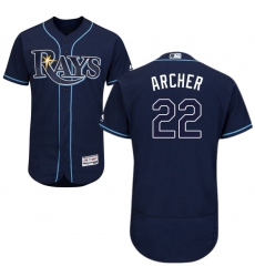 Men's Majestic Tampa Bay Rays #22 Chris Archer Navy Blue Alternate Flex Base Authentic Collection MLB Jersey