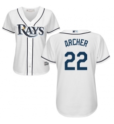 Women's Majestic Tampa Bay Rays #22 Chris Archer Authentic White Home Cool Base MLB Jersey