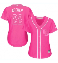 Women's Majestic Tampa Bay Rays #22 Chris Archer Replica Pink Fashion Cool Base MLB Jersey