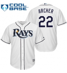 Youth Majestic Tampa Bay Rays #22 Chris Archer Replica White Home Cool Base MLB Jersey