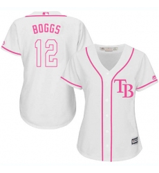 Women's Majestic Tampa Bay Rays #12 Wade Boggs Replica White Fashion Cool Base MLB Jersey