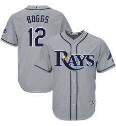 Youth Majestic Tampa Bay Rays #12 Wade Boggs Authentic Grey Road Cool Base MLB Jersey