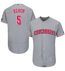 Men's Majestic Cincinnati Reds #5 Johnny Bench Grey Flexbase Authentic Collection MLB Jersey