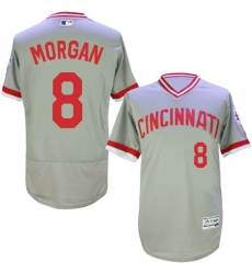 Men's Majestic Cincinnati Reds #8 Joe Morgan Grey Flexbase Authentic Collection Cooperstown MLB Jersey
