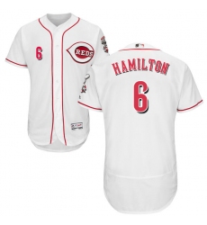 Men's Majestic Cincinnati Reds #6 Billy Hamilton White Home Flex Base Authentic Collection MLB Jersey