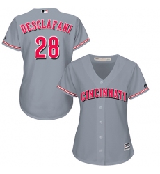 Women's Majestic Cincinnati Reds #28 Anthony DeSclafani Replica Grey Road Cool Base MLB Jersey