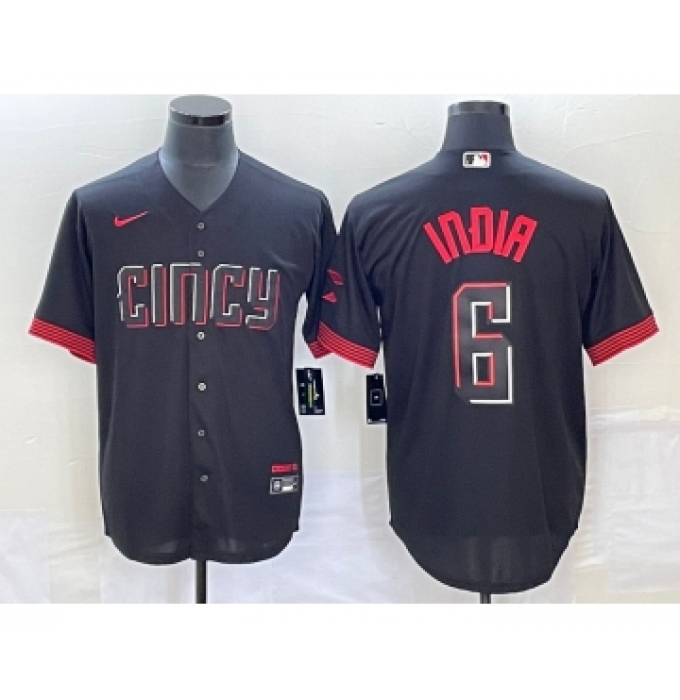 Men's Cincinnati Reds #6 Jonathan India Black 2023 City Connect Stitched Jersey