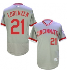 Men's Majestic Cincinnati Reds #21 Michael Lorenzen Grey Flexbase Authentic Collection Cooperstown MLB Jersey