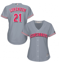 Women's Majestic Cincinnati Reds #21 Michael Lorenzen Replica Grey Road Cool Base MLB Jersey
