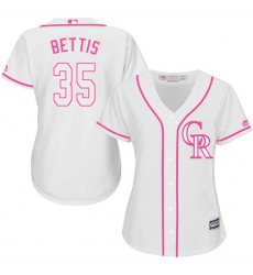 Women's Majestic Colorado Rockies #35 Chad Bettis Replica White Fashion Cool Base MLB Jersey