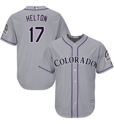 Men's Majestic Colorado Rockies #17 Todd Helton Replica Grey Road Cool Base MLB Jersey