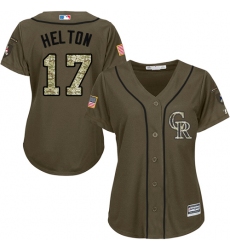 Women's Majestic Colorado Rockies #17 Todd Helton Replica Green Salute to Service MLB Jersey