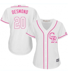 Women's Majestic Colorado Rockies #20 Ian Desmond Replica White Fashion Cool Base MLB Jersey